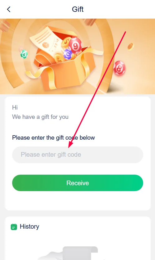 enter the Diuwin gift code